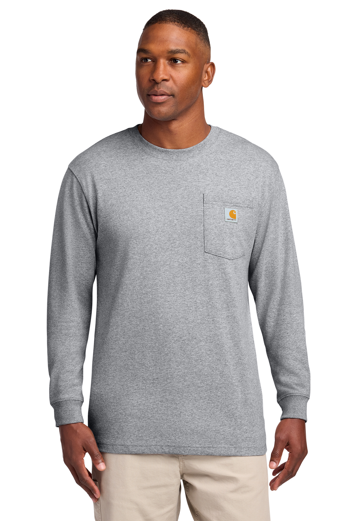Carhartt heavyweight long-sleeve pocket work T-shirt available for custom screen printing