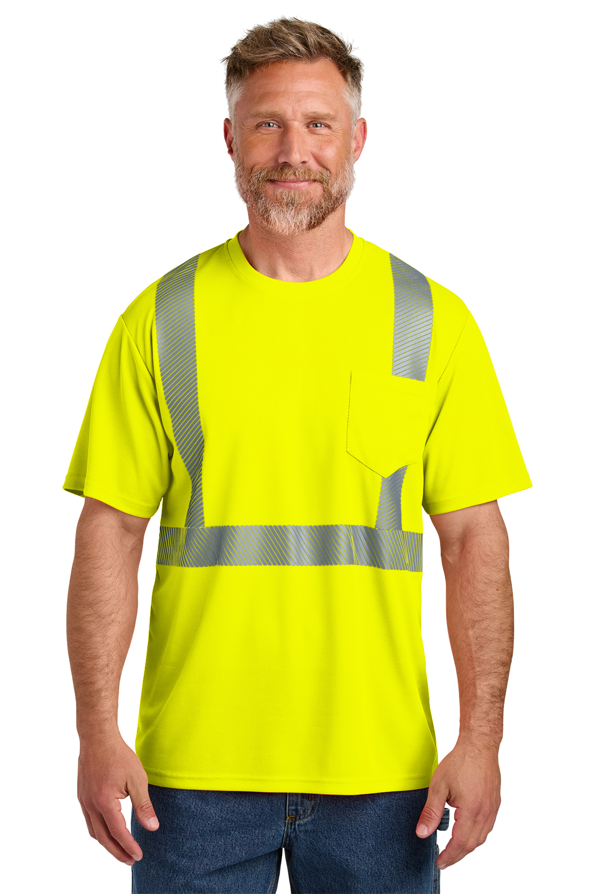 CornerStone ANSI 107 Class 2 hi-vis moisture-wicking performance T-shirt available for custom screen printing