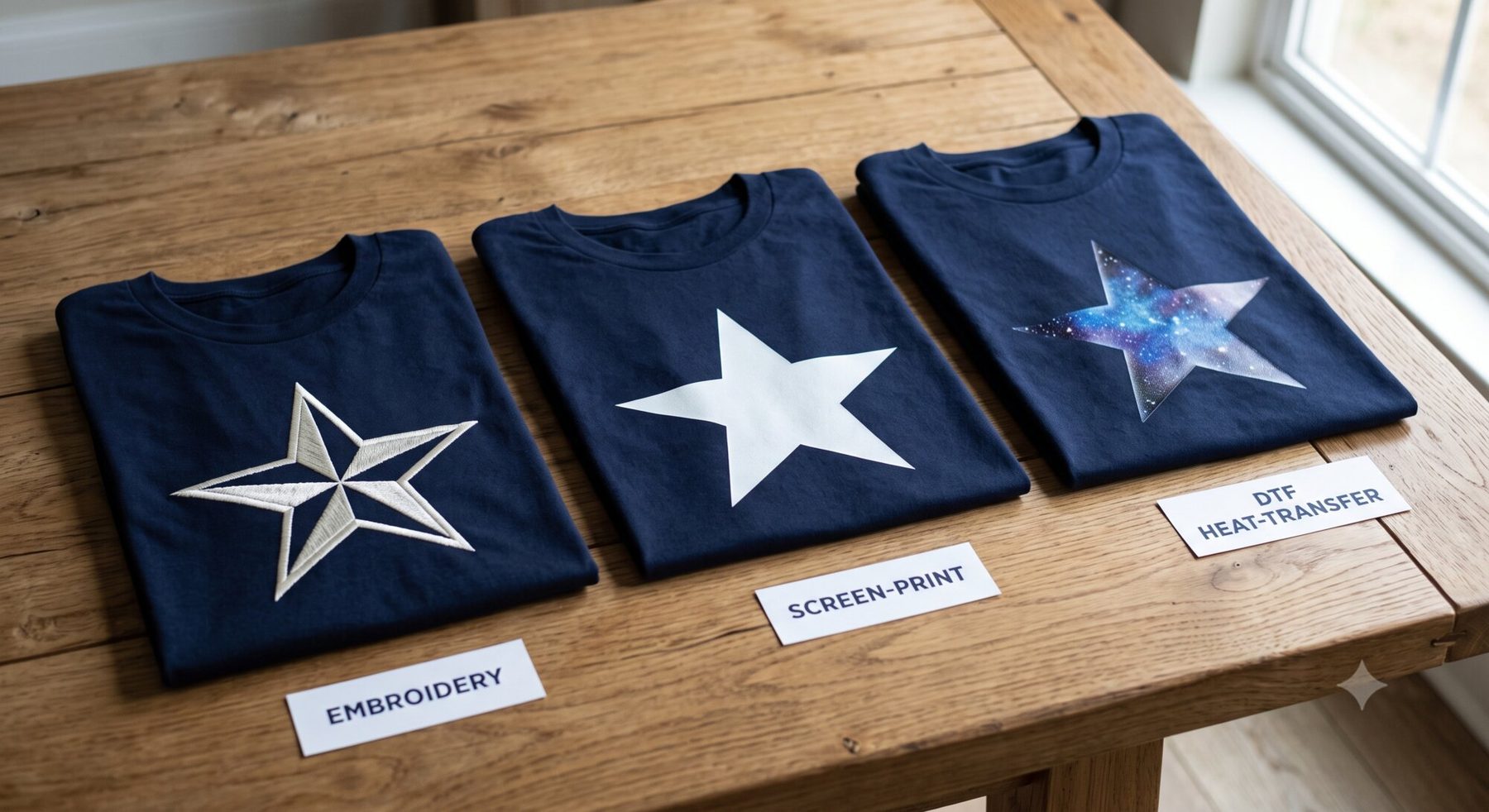 East Coast Embroidery — Embroidery vs. Screen Printing vs. DTF: Which Should You Choose?