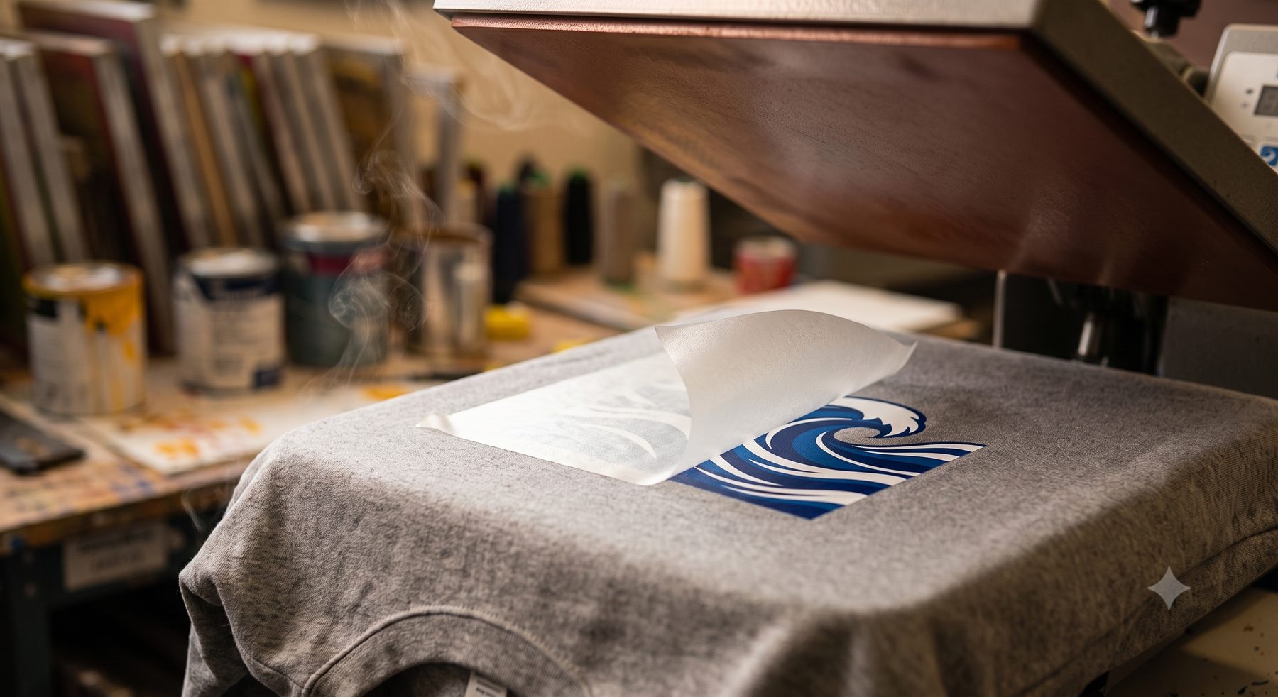 East Coast Embroidery's heat press transfer process