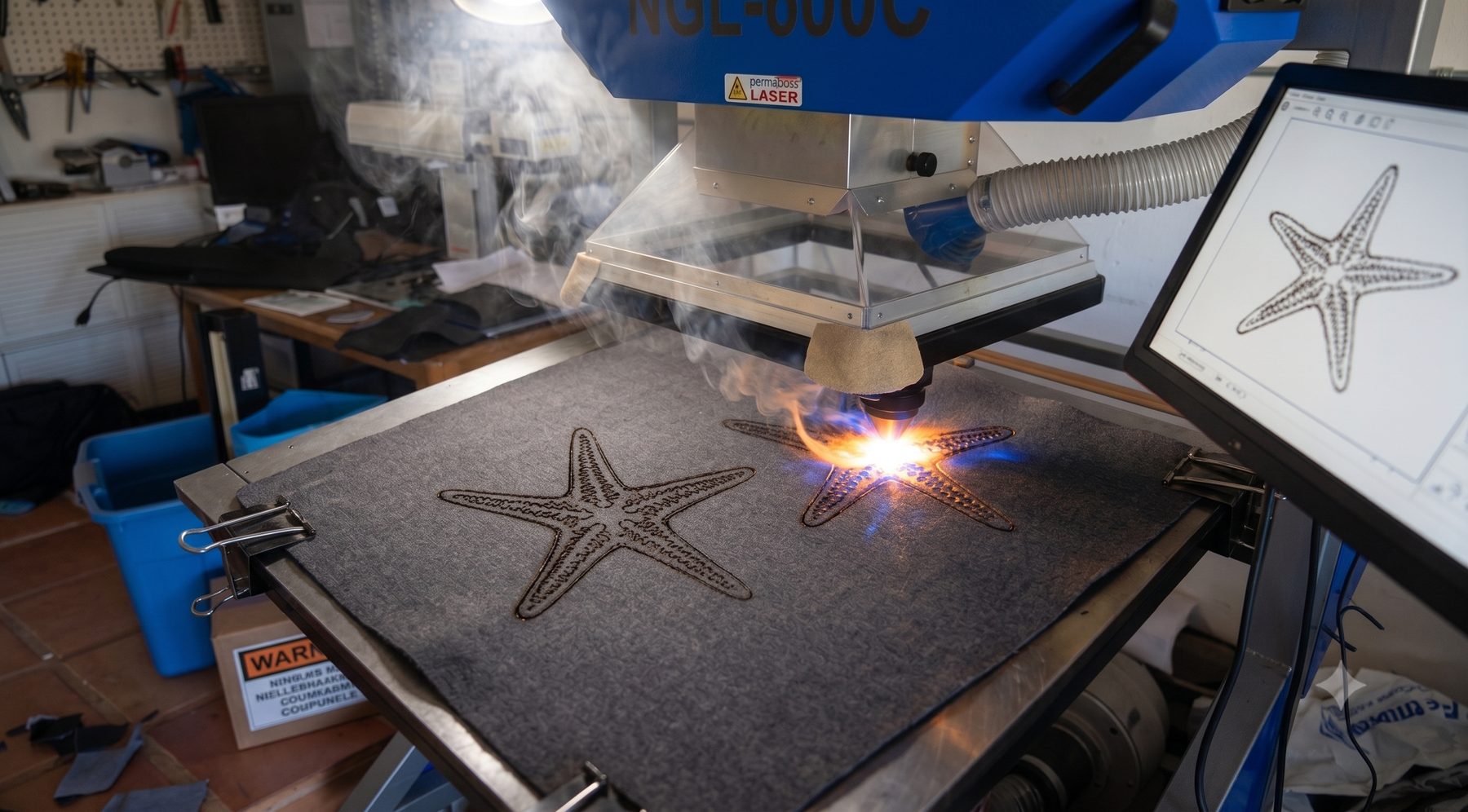 East Coast Embroidery's laser etching process