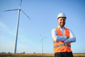 Warkers at wind turbines industry