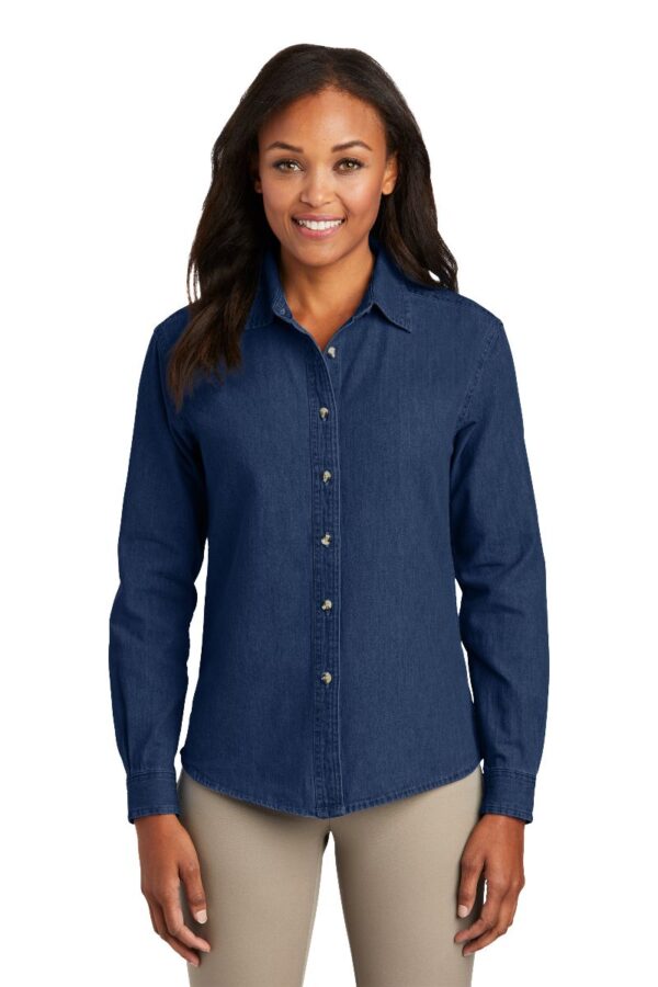 Port & Company® Women's Long Sleeve Value Denim Shirt - Image 3